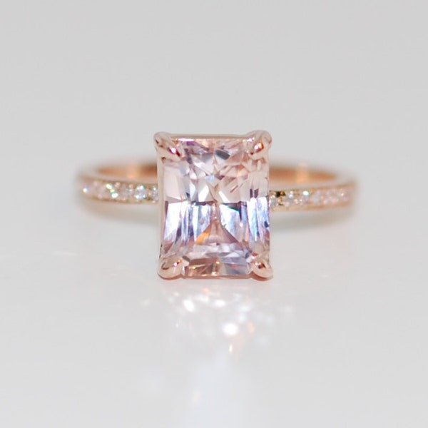 Peach Sapphire Engagement Ring - Etsy