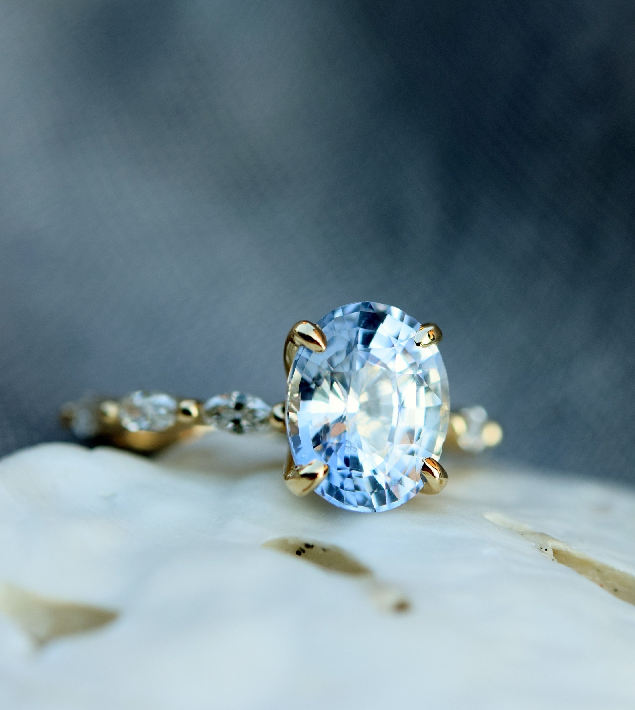 Jennifer Light Blue Montana Sapphire Engagement Ring - Keezing Kreations