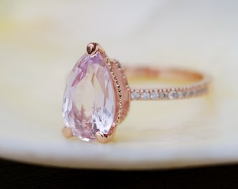 Custom- Pear Engagement Ring Moody Sapphire Engagement Ring 14k Rose Gold 2ct Sapphire Ring. Engagement ring Eidelprecious