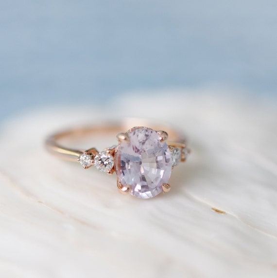 Lavender peach hotsell sapphire engagement ring