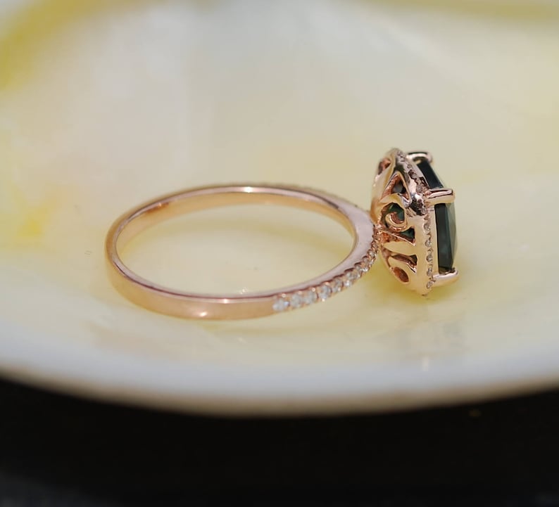 Peacock Sapphire Engagement Ring. Square Cut Radiant Blue Etsy Canada