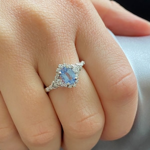 Kassandra Ice blue sapphire engagement ring white gold Winter Glow Light Blue sapphire diamond engagement ring Enchanted engagement ring image 2