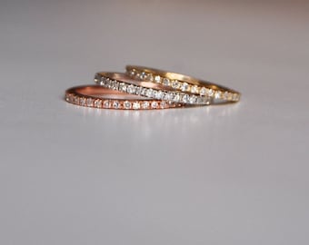 Delicate Eternity band. White sapphire 14k Gold Wedding Band. Full Eternity band by EidelPrecious