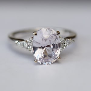 Lavender sapphire ring Engagement ring diamond ring oval light lavender sapphire ring Campari design by Eidelprecious