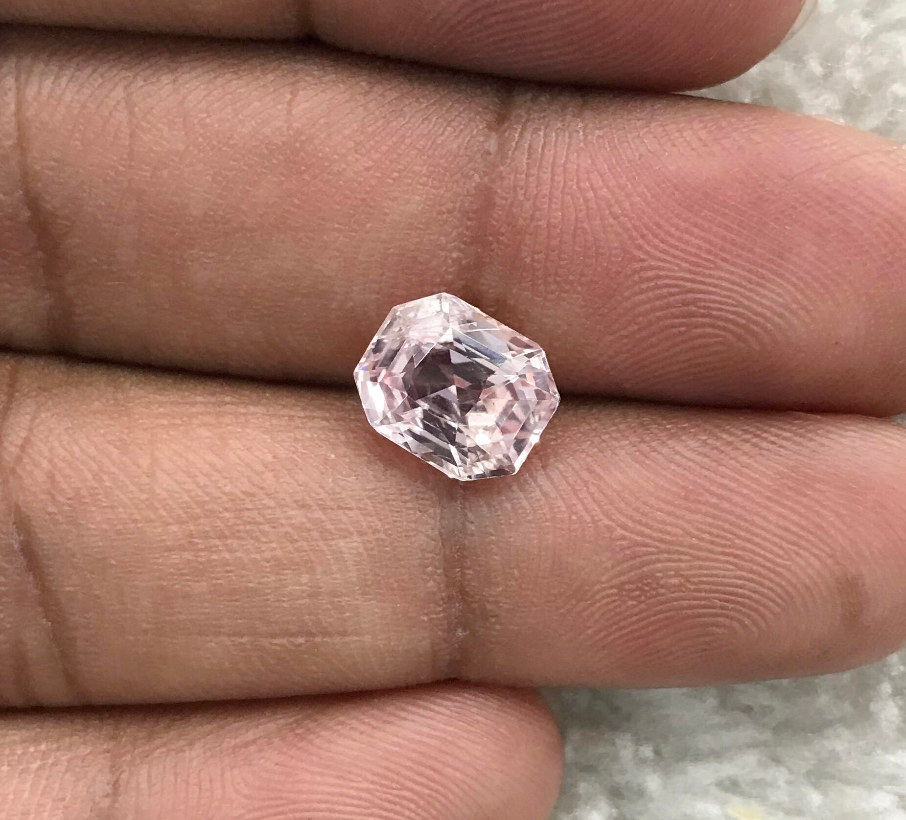 3.77ct Peach sapphire emerald cut. Loose sapphire 8x10mm. Natural sapphire