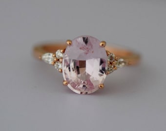 Pink Engagement Ring. Pink sapphire ring. Rose gold engagement ring Campari ring oval ring Sapphire ring by Eidelprecious