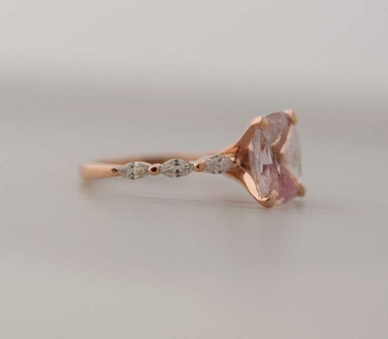 Rose Gold Engagement Ring. Peach sapphire engagement ring. Godivah ring. One of a kind ring Sapphire Oval Engagement ring image 9