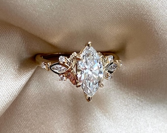 Yara Butterfly Engagement Ring: Marquise Lab Diamond, 14k Gold Butterfly Design