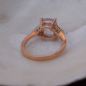 Ice peach sapphire engagement ring. 3.2ct radiant cut light peach sapphire ring diamond ring rose gold ring Martini by Eidelprecious. image 3