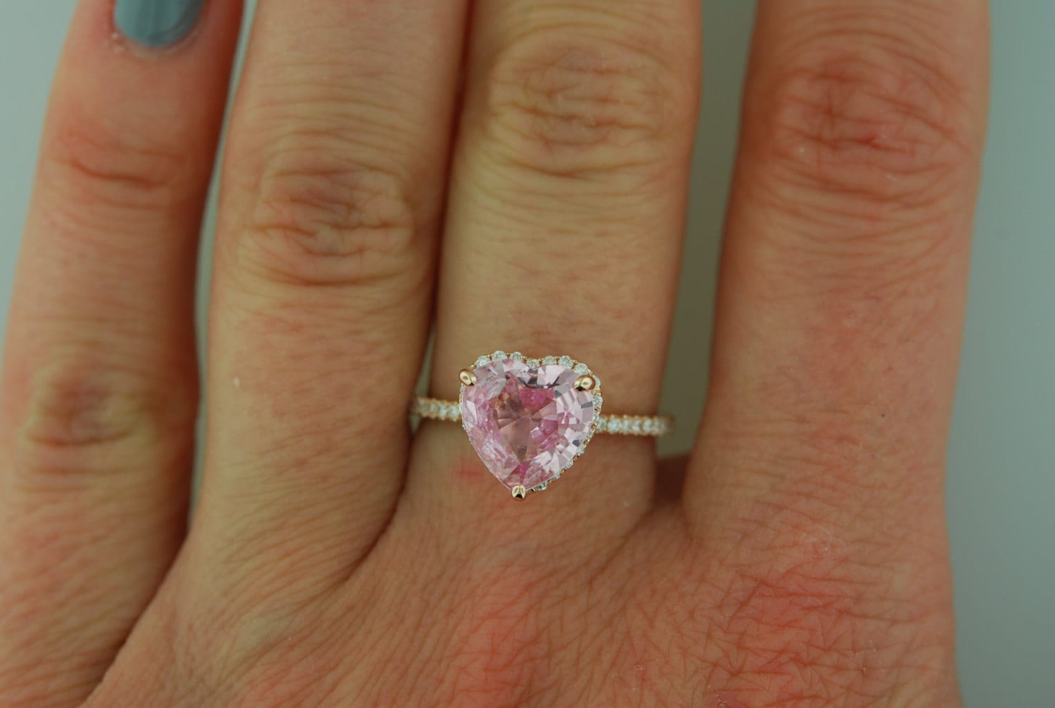 Heart Yellow, Pink and Peach Sapphire Engagement Rings