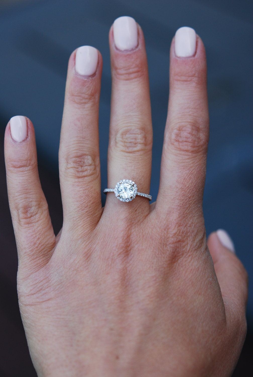 PLATINUM Jasmine sapphire ring 1.28ct unheated sapphire halo diamond