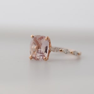 Rose Gold Engagement Ring. Peach sapphire engagement ring. Godivah ring. One of a kind ring Sapphire Oval Engagement ring image 2