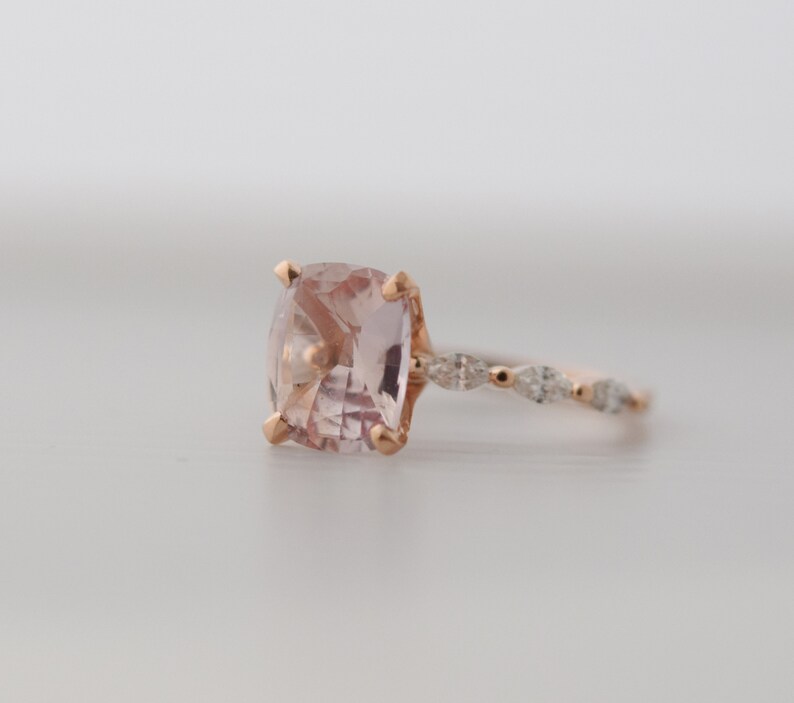 Rose Gold Engagement Ring. Peach sapphire engagement ring. Godivah ring. One of a kind ring Sapphire Oval Engagement ring image 2