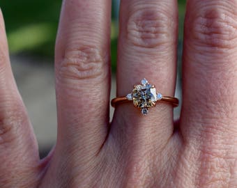 Engagement ring Champagne diamond ring 1.2ct VVS2 light Brown asscher cut diamond ring natural diamond. Engagement ring by Eidelprecious