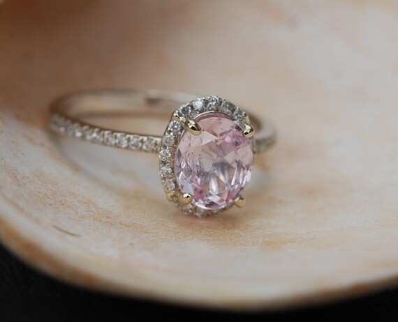 Peach sapphire white gold best sale ring