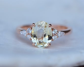 Yellow sapphire ring. Rose gold engagement ring. Jasmine sapphire oval 2.1ct jasmine champagne sapphire ring Campari ring by Eidelprecious