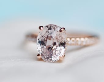 Blake ring. Champagne Sapphire Engagement Ring. Oval engagement ring. 14k rose gold diamond ring. Sapphire ring by Eidelprecious