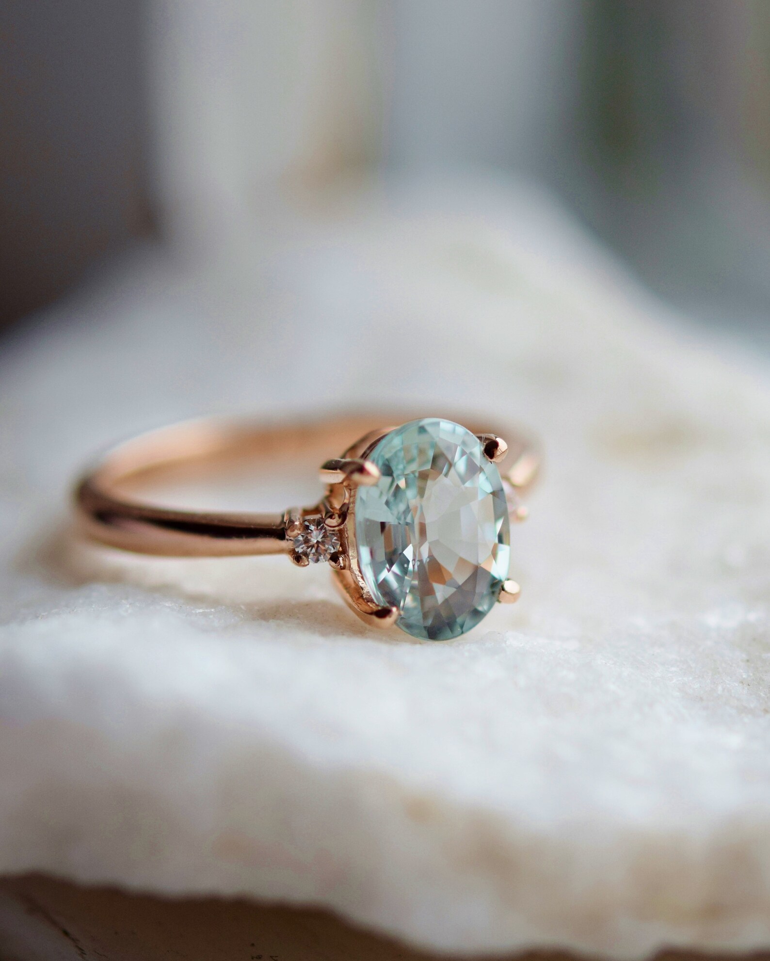 Mint Sapphire Ring. Rose Gold Engagement Ring. Mint Green Etsy