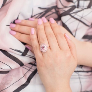 Sapphire engagement ring Oval Pink sapphire ring Diamond ring Rose gold ring engagement ring by Eidelprecious image 1