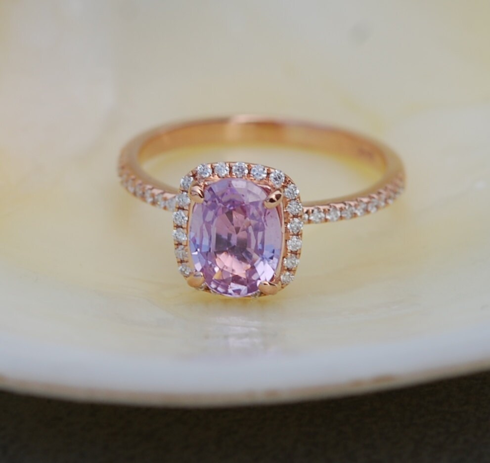 final payment Lilac Sapphire ring 14k rose gold diamond Engagement