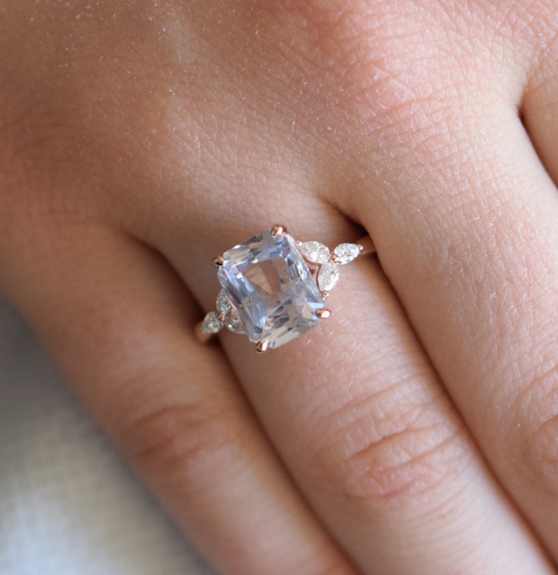 White Sapphire Engagement Ring. Color Change Sapphire Ring Etsy