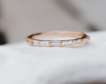 Baguette Diamond band. Rose gold diamond band. Unique wedding band. Rose Gold Matching Band Eternity Diamond band by EidelPrecious