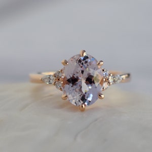 Lavender Sapphire engagement ring. Oval purple sapphire engagement ring. Lavender sapphire ring. Oval Sapphire ring by Eidelprecious