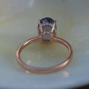 Tanzanite Ring. Rose Gold Engagement Ring 1.5ct Lavender Lilac Tanzanite oval cut engagement ring 14k rose gold. image 4