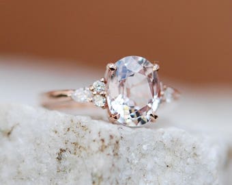 1.7ct blush sapphire ring. Light pink engagement ring. Rose gold engagement ring. Light pink sapphire ring by Eidelprecious