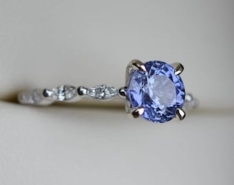 Engagement ring. White Gold Engagement Ring. Sapphire engagement ring. Godivah ring Blue Sapphire round Engagement ring Eidelprecious