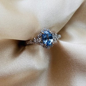 Kassandra Ice blue sapphire engagement ring white gold Winter Glow Light Blue sapphire diamond engagement ring Enchanted engagement ring image 6