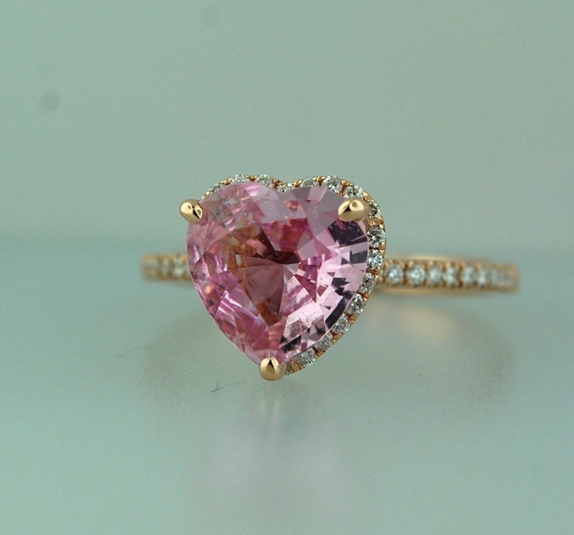 3rd payment -Heart engagement ring. Pink heart ring. 2.31ct Peach pink ...