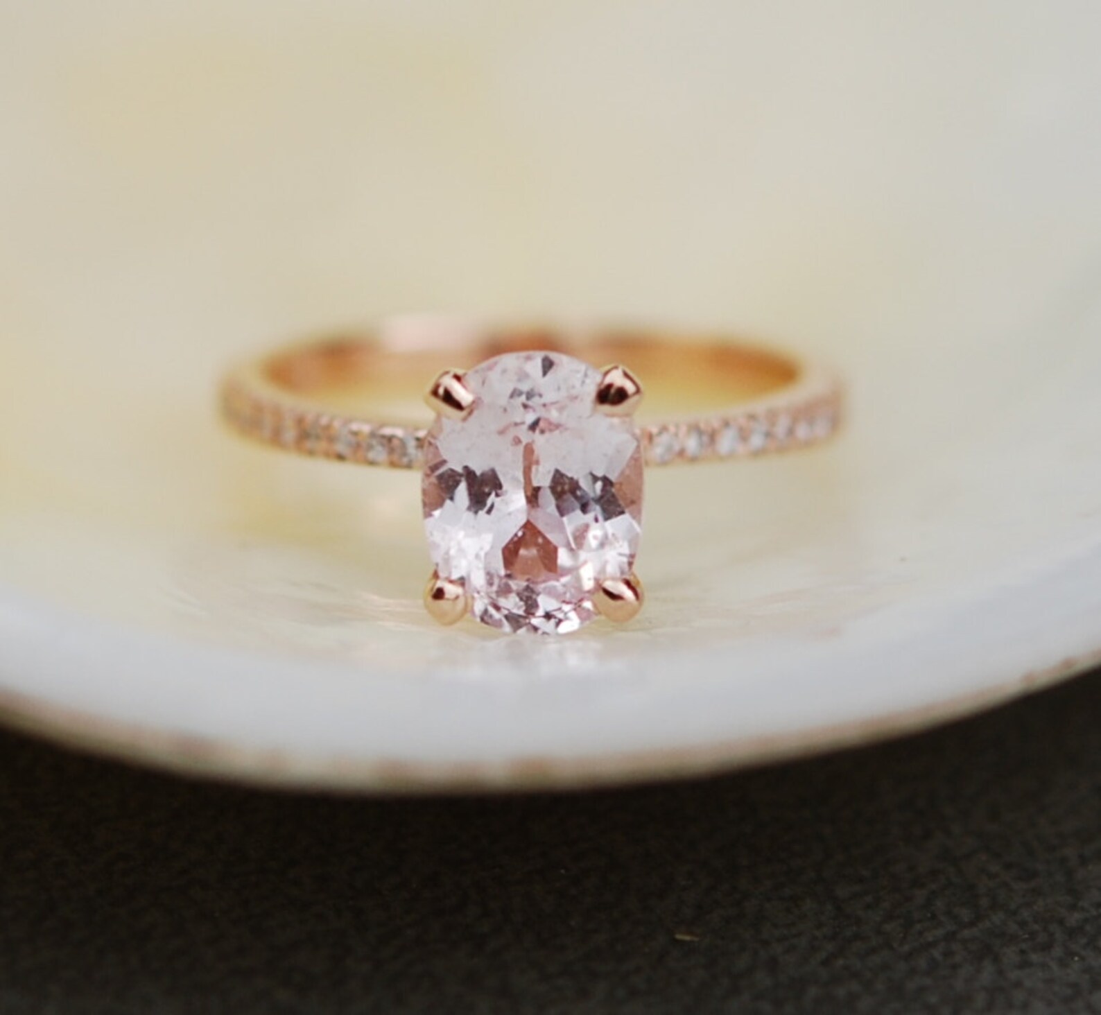 Rose Gold Engagement Ring Peach Sapphire 3ct Diamond Ring 14k Etsy