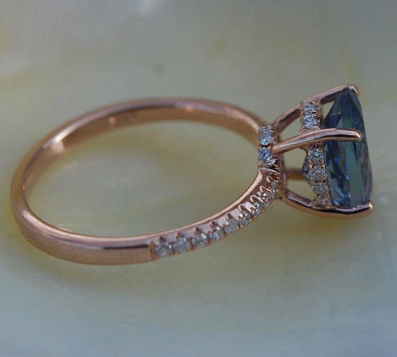 Tanzanite Ring. Rose Gold Engagement Ring 1.5ct Lavender Lilac Tanzanite oval cut engagement ring 14k rose gold. image 3