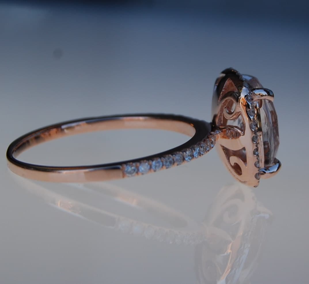 Cushion cut peach champagne sapphire ring clearance