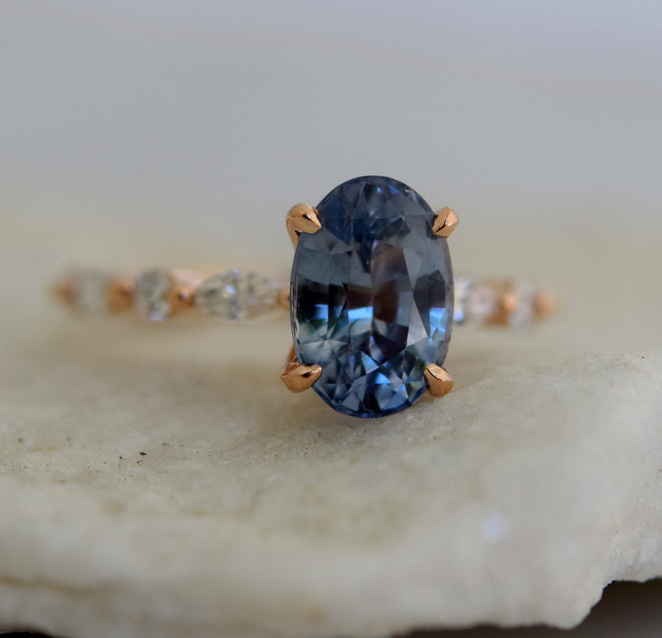 Blue sapphire engagement ring. Mint blue sapphire 3ct oval ring diamond