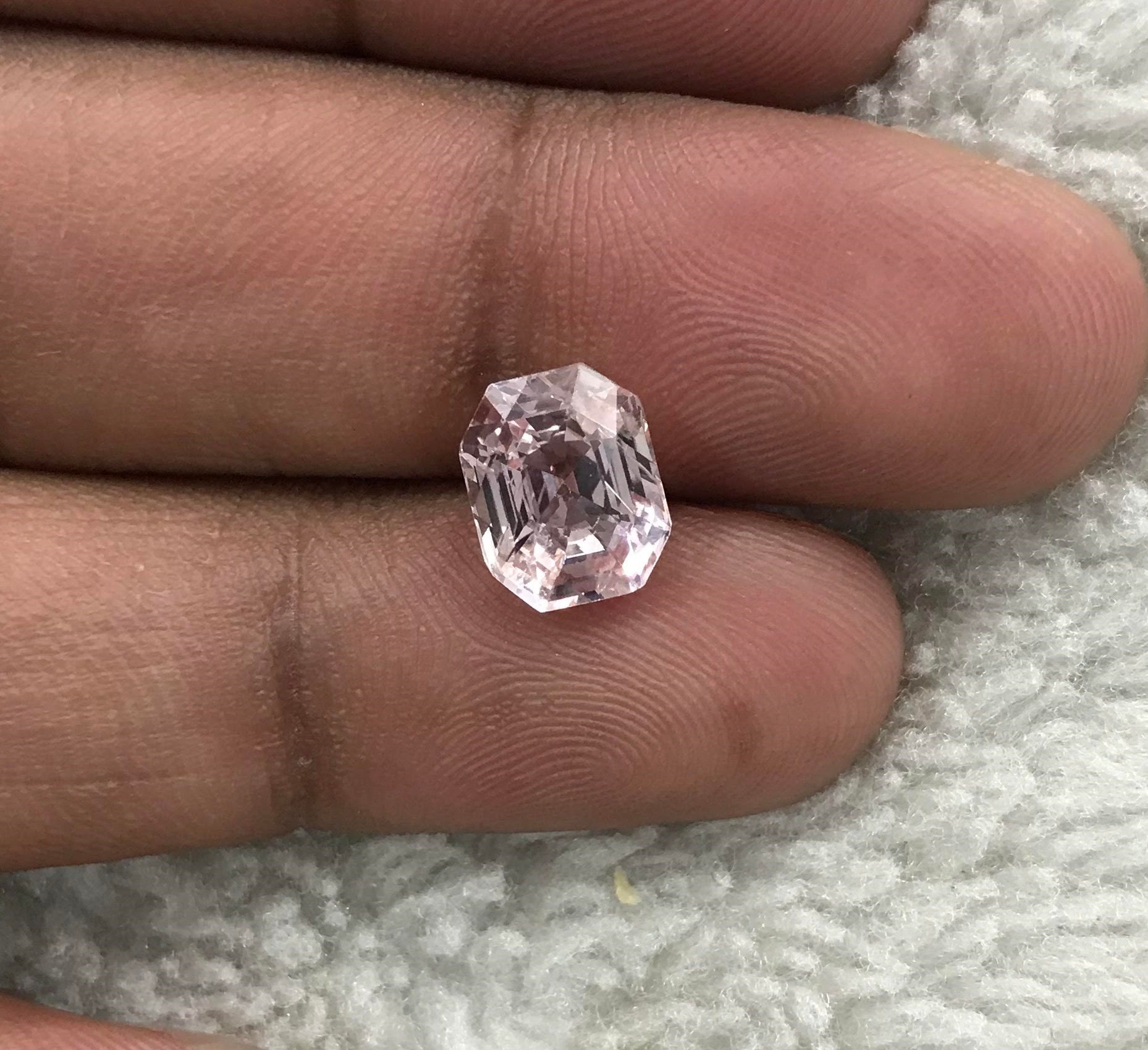 3.77ct Peach sapphire emerald cut. Loose sapphire 8x10mm. Natural sapphire