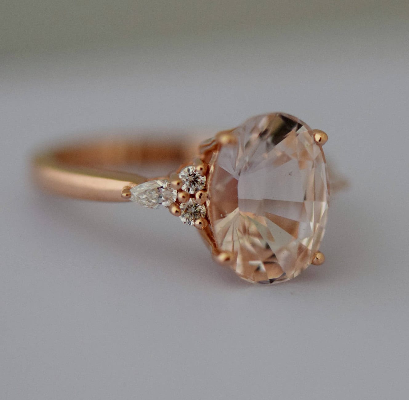  Peach  sapphire  engagement  ring  Light peach  champagne  