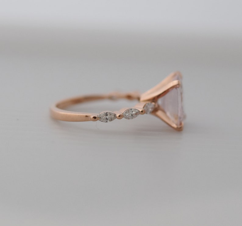 Rose Gold Engagement Ring. Peach sapphire engagement ring. Godivah ring. One of a kind ring Sapphire Oval Engagement ring image 7