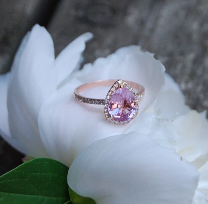 Peach pink shop sapphire ring