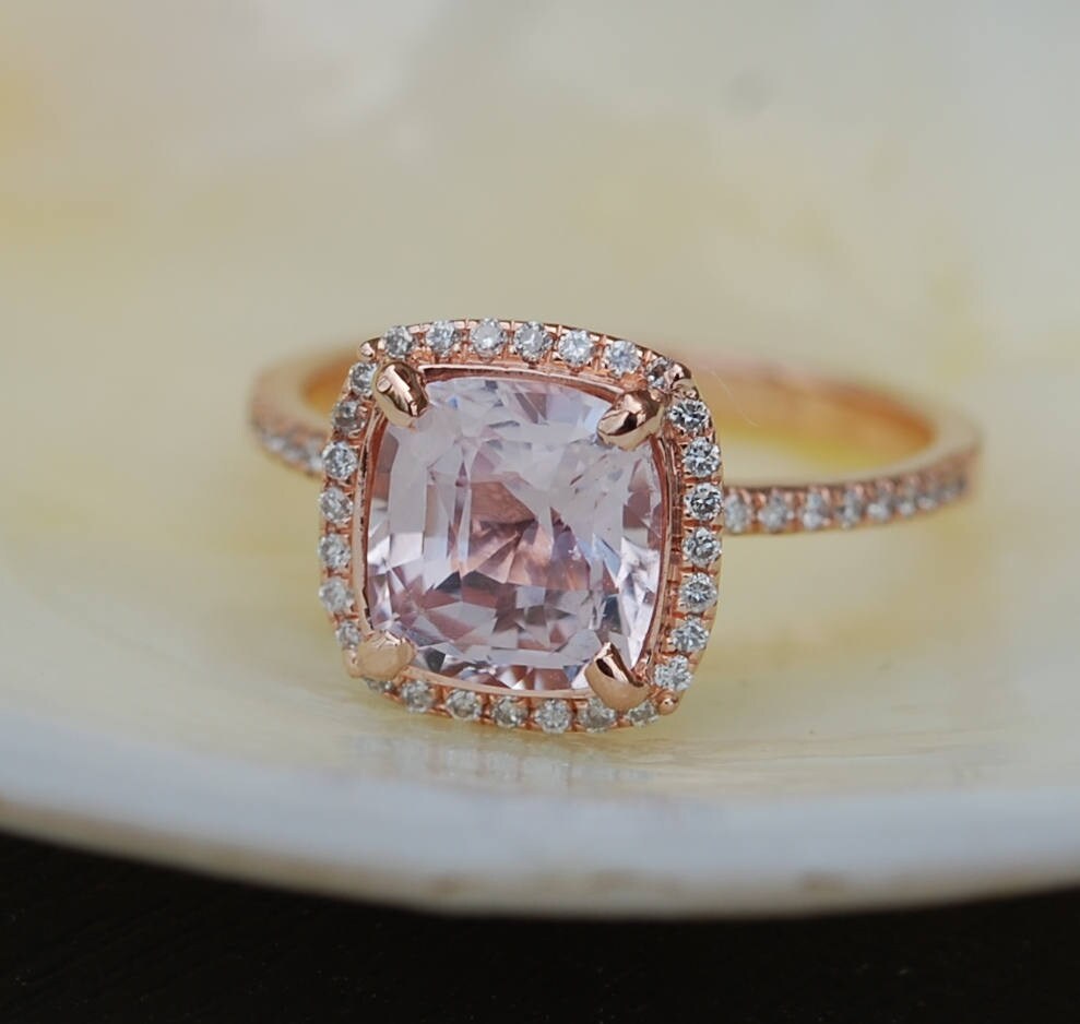 Sapphire engagement Ring. 14k Rose Gold ring. Engagement Ring. 2.45ct ...