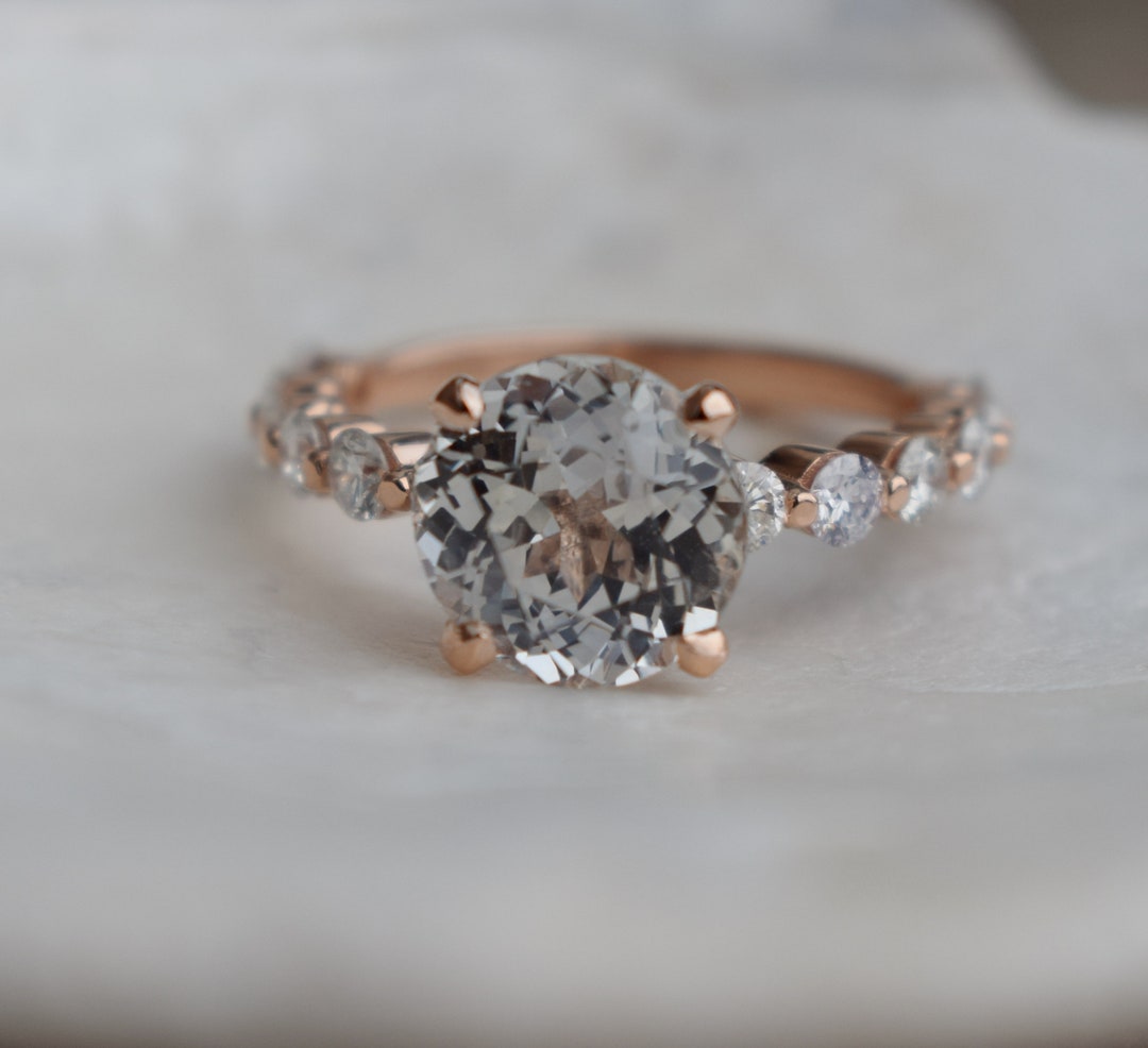 3.2ct White Sapphire Ring. Rose Gold Engagement Ring.diamond - Etsy