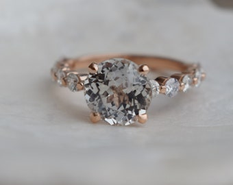 3.2ct White Sapphire ring. Rose Gold Engagement Ring.Diamond Engagement Ring by Eidelprecious