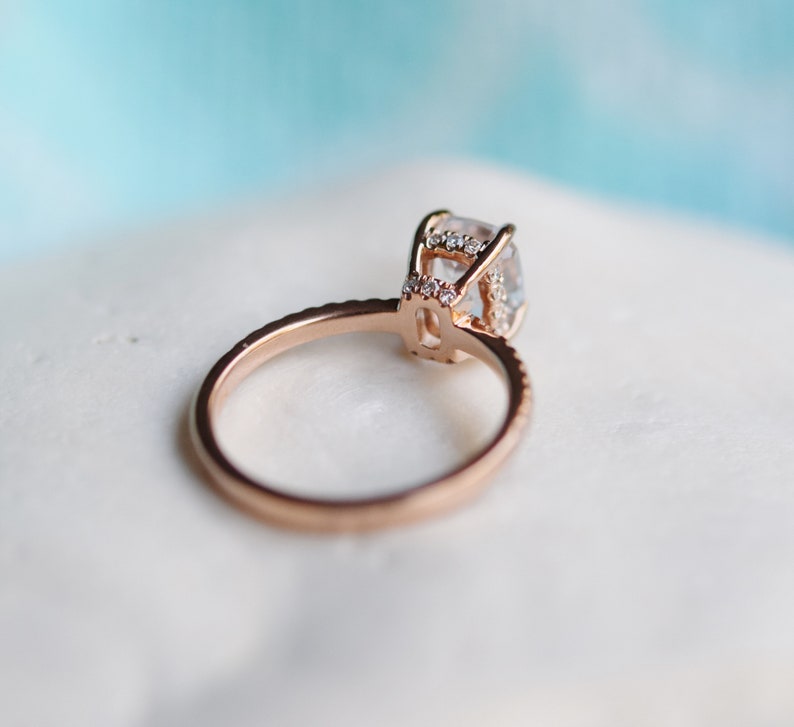 White Sapphire Engagement Ring Radiant Cut White Sapphire Ring Etsy