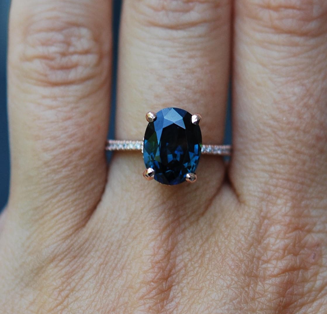 Peacock sapphire ring. GIA Blue green sapphire engagement ring. Peacock ...