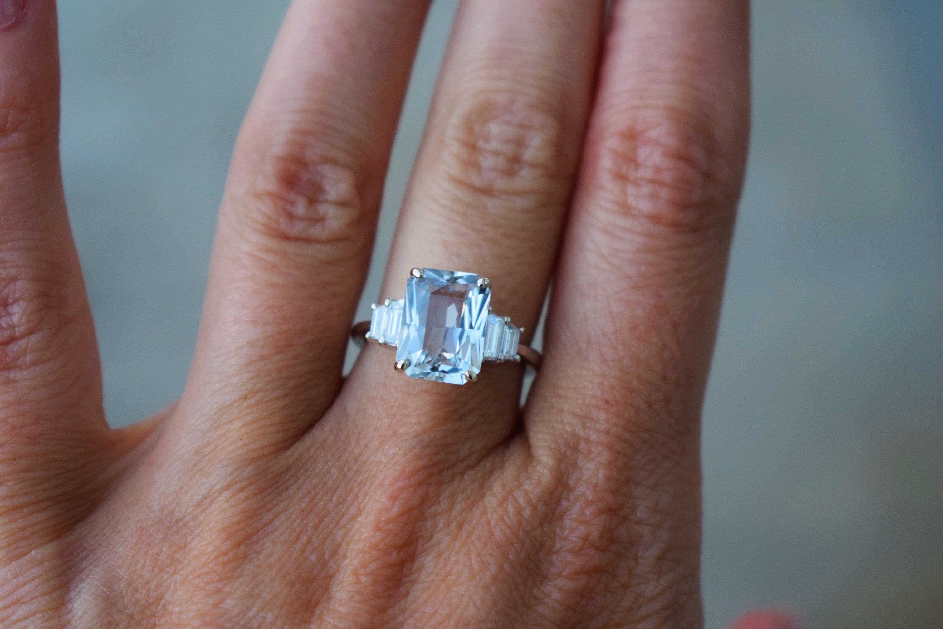 Ice blue sale sapphire engagement ring