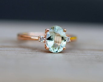 Sapphire Engagement Ring Oval cut 14k rose gold diamond ring Jasmine sapphire engagement ring by Eidelprecious