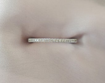 Diamond wedding band 14k white gold band half eternity band