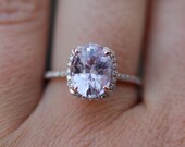 Dusty Lavender sapphire ring 2.87ct unheated sapphire halo diamond ring 14k rose gold engagement ring