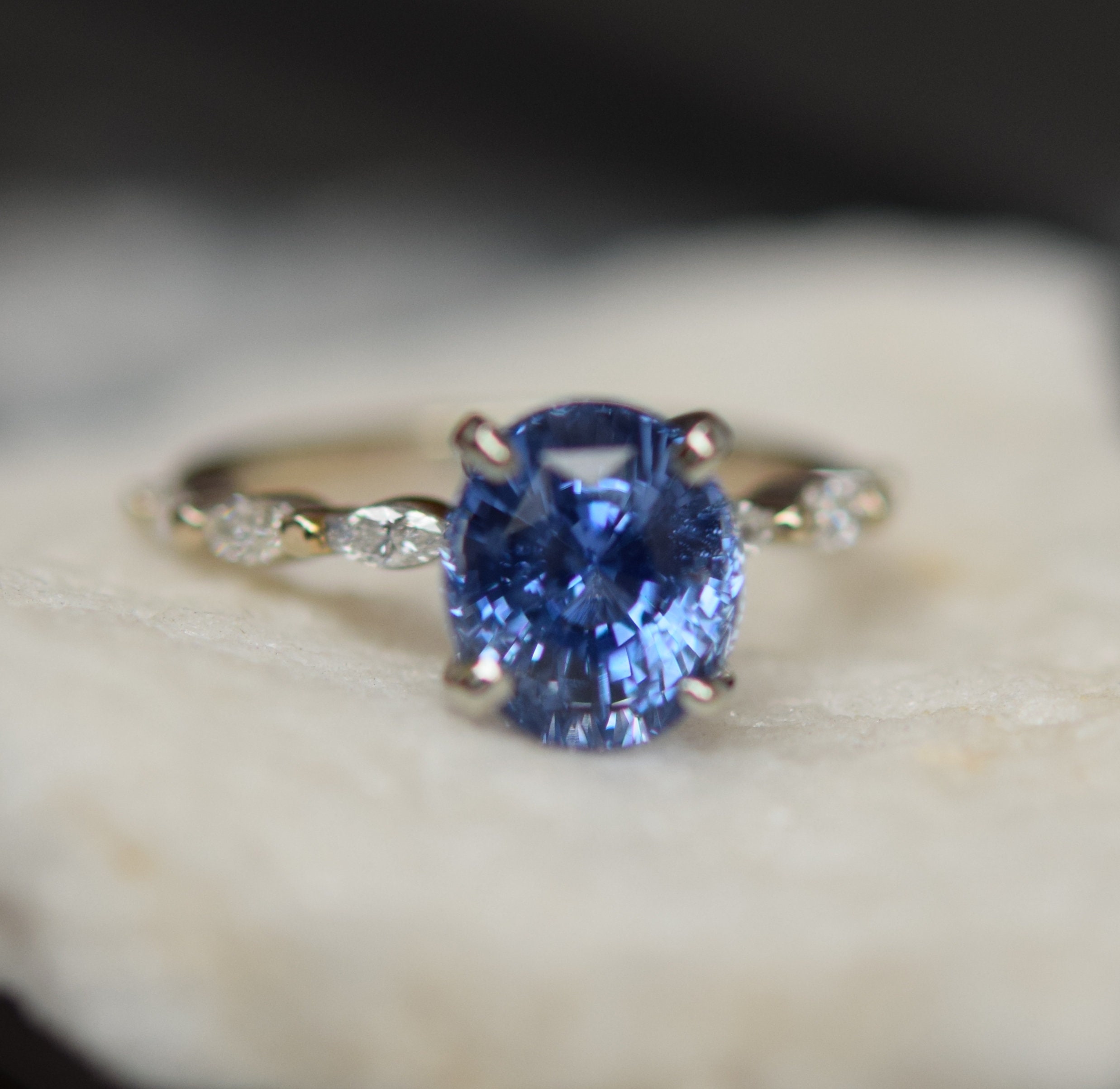 Customized -Blue Sapphire Engagement Ring Oval Engagement Ring Godivah ...